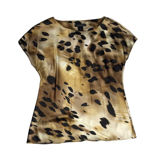 NATORIOUS 100% Silk Shirt Animal Print Leopard Spots.Size Women's XS.